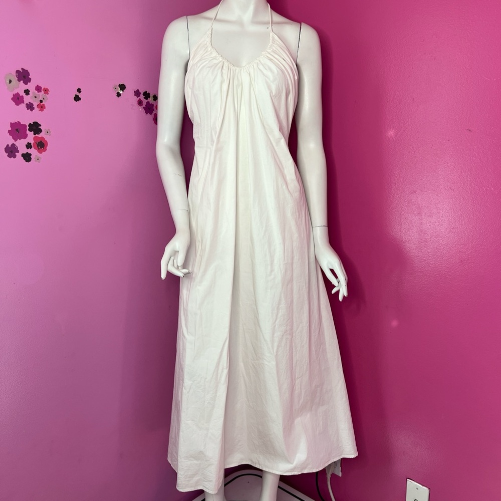 Anthropologie Forever That Girl Cinched U-Neck Maxi Dress white size medium